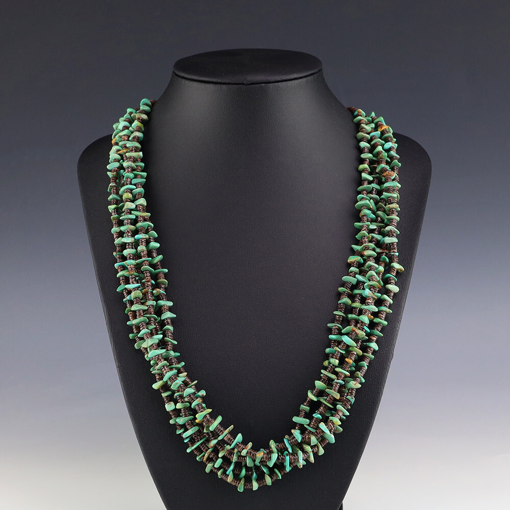 Native American Fantastic Santo Domingo Turquoise Serpentine Shell Necklace Native American Fantastic Santo Domingo Turquoise Serpentine Shell Necklace