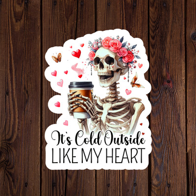Skeleton marriage sticker vinyl decal girlfriend it's cold outside like my heart