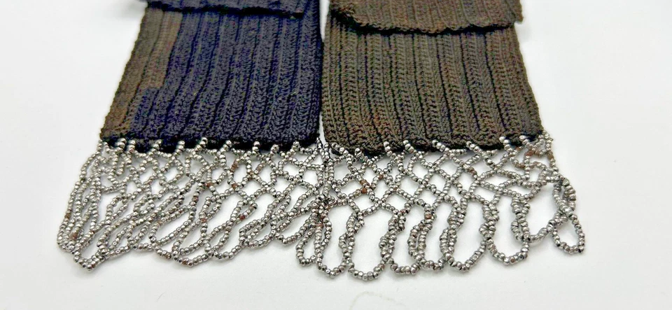 Victorian Black & Brown Pauper's Beggar's Miser Purse Steel Cut Bead Tassels JCS - Image 3 of 4