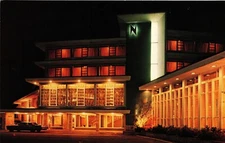 Ellenville NY Nevele Country Club Resort Hotel Postcard Night View of Sign