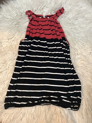 Med Max Studio striped tank elastic bottom red white black