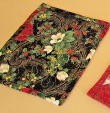 Handcrafted Christmas Double-sided Quilted Table Top Topper Square 7.5" x 6.5"