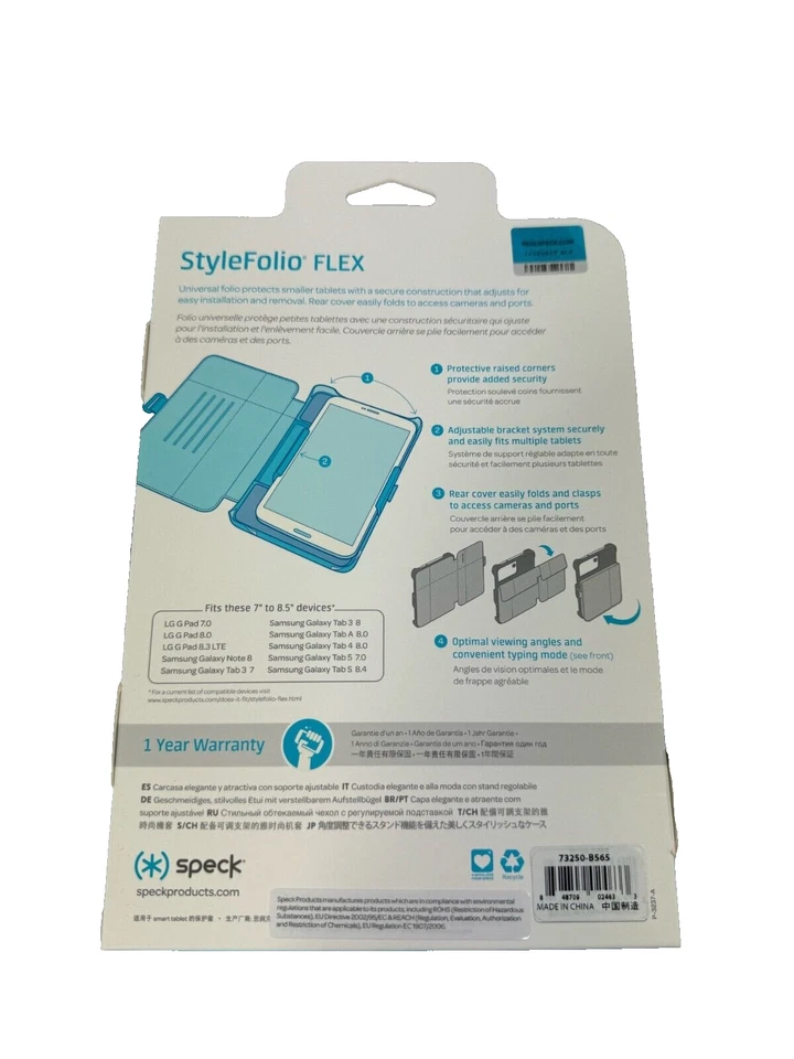 Speck Universal Leather Folio Case Cover Stand For 7" to 8.5" Tablets - Black - Image 3 of 3