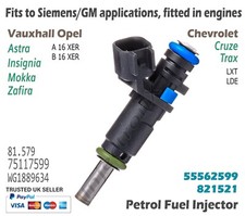 Fuel Injector 55562599 for Vauxhall Astra Insignia Mokka Zafira 1.6 engines