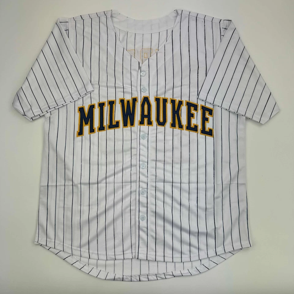Autographed/Signed William Contreras Milwaukee Pinstripe Baseball Jersey JSA COA - Image 4 of 4