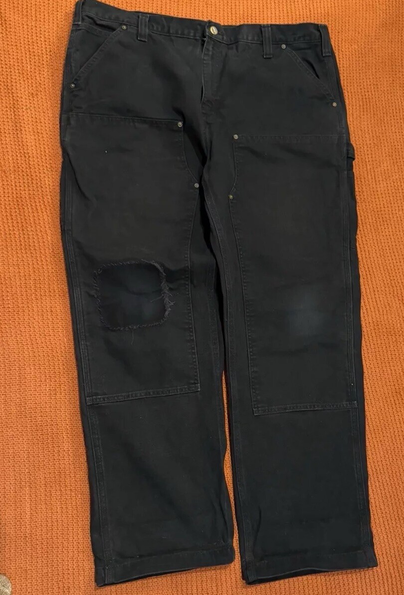 Carhartt Double Knee Carpenter Pant Mens 42x32 Black Relaxed Fit 100098-001 Vtg