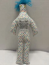 Dammit Doll Stress Relief Polka Dots Electric Blue Yarn Hair 12 Inch