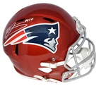 MAC JONES AUTOGRAPHED NEW ENGLAND PATRIOTS FLASH FULL SIZE SPEED HELMET BECKETT