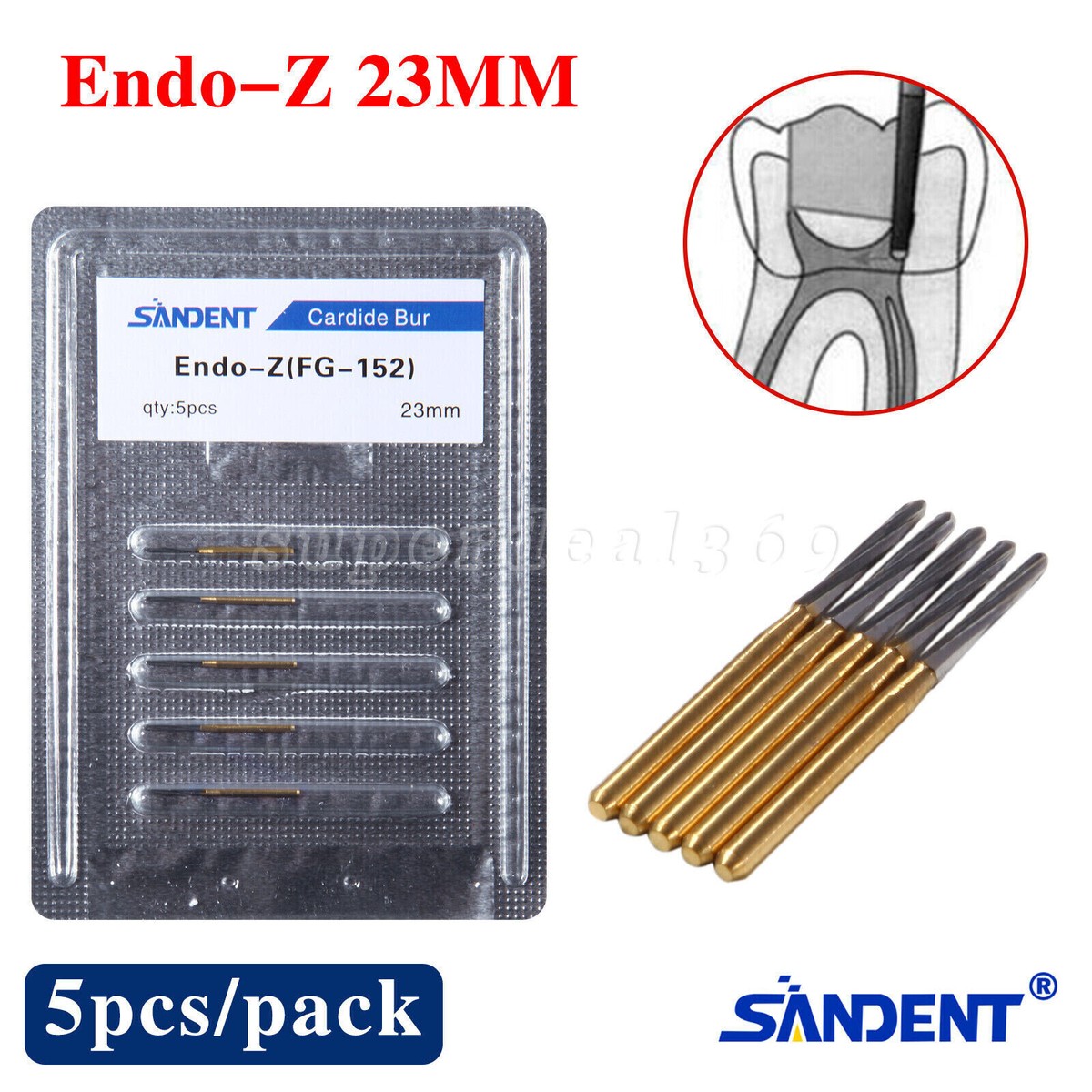 Dental Surgical Zekrya Endo-Z Carbide Tungsten Drill Gold Burr FG