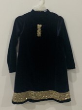 Juste cle size 110 cm Size 5 blue velvet jumper and velvet top gold sequin bow