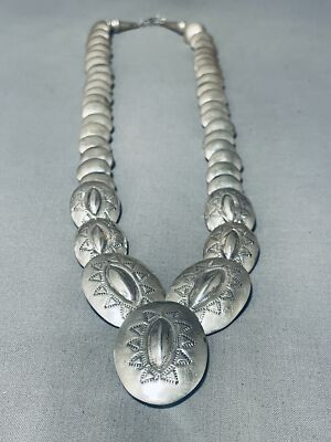 Fabulous Vintage Native American Navajo Handcarved Sterling Silver Pillows Necklace Fabulous Vintage Native American Navajo Handcarved Sterling Silver Pillows Necklace