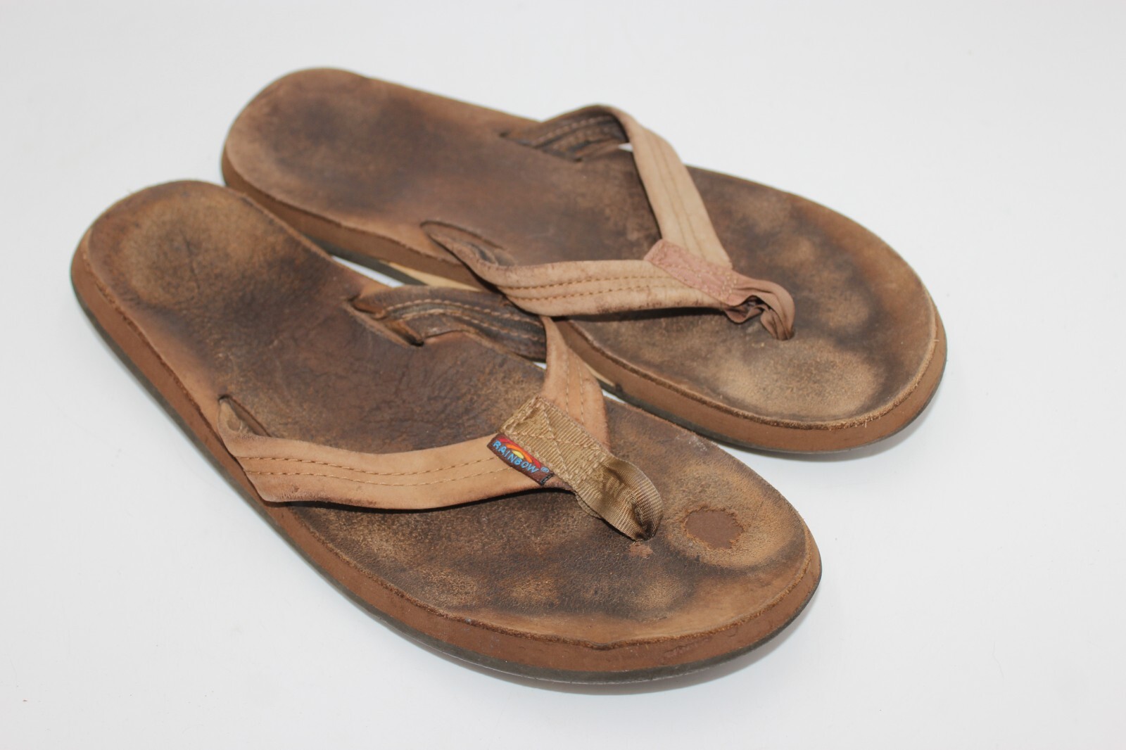RAINBOW Sandals Flip Flops Brown Wide Straps 11.5 INCHES Leather Mens  Summer | eBay