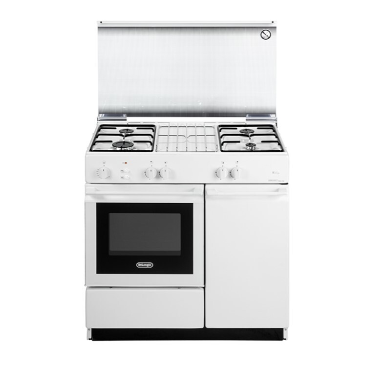 DELONGHI SGGW854NED CUCINA 86x50cm BIANCO FORNO A GAS 4 BRUCIATORI