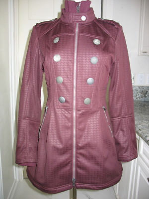 ZELLA LONG PLUM/MAROON TWO-WAY ZIPPER HOODED JACKET-SIZE S | eBay