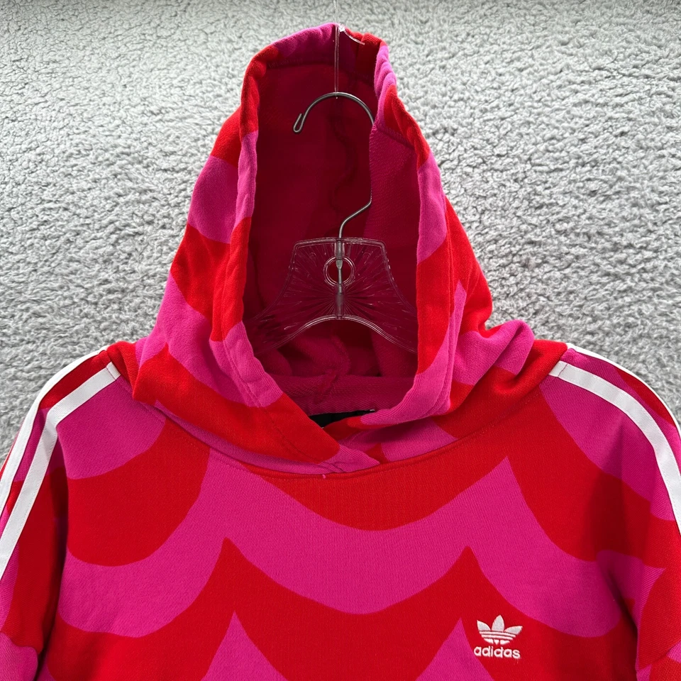 Moletom com capuz Adidas feminino plus size 4X rosa pulôver viagem academia Marimekko com capuz - Imagem 2 de 4