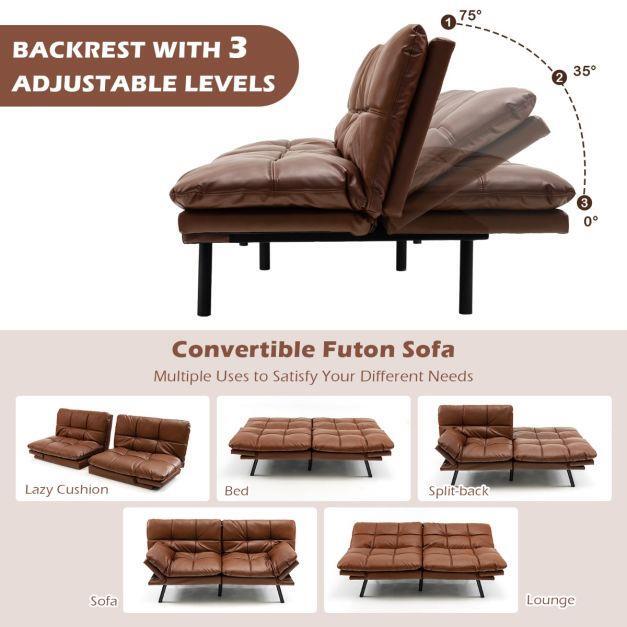 Convertible Futon Lounge Couch Seat Chair Sofa Bed Adjustable Backrest