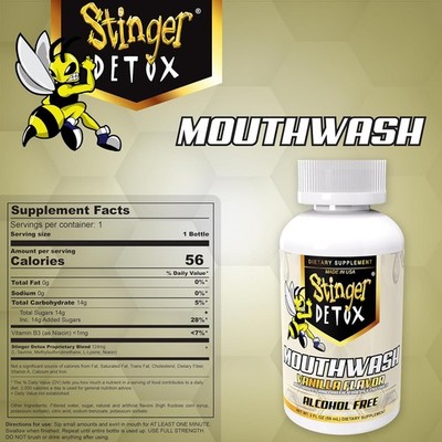 Stinger Detox Mouthwash Vanilla Flavor Natural Ingredient 2 Fl Oz