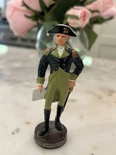 Miniature Metal Statue George Washington? Soldier Toy Soldier War Vtg