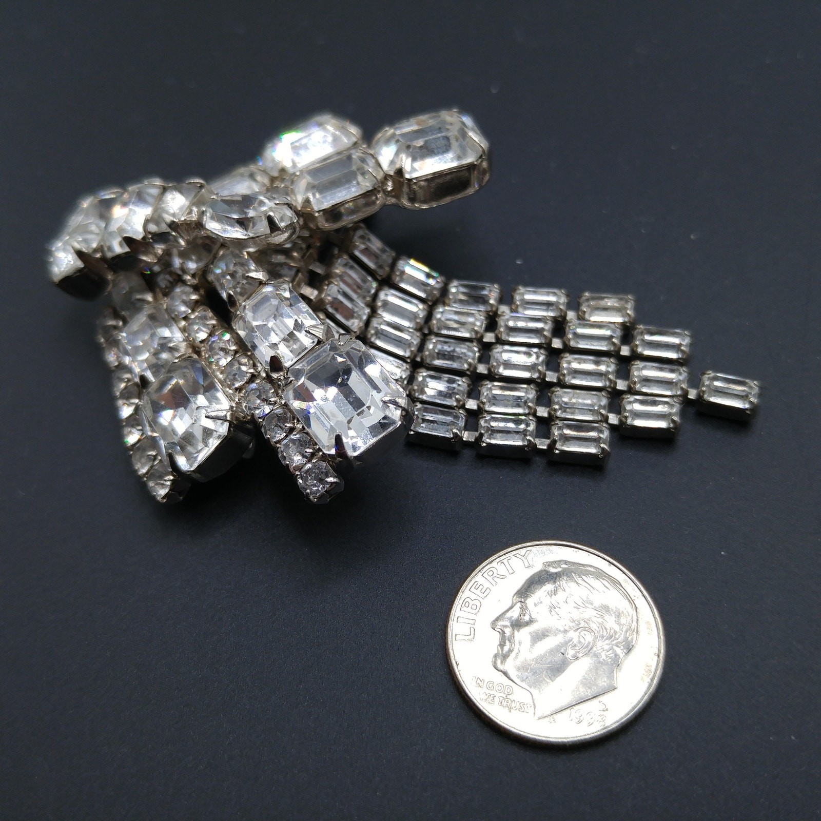 Unsigned Kramer Dragonfly Brooch, Clear Rhineston… - image 7