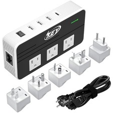 Compact 230W Voltage Converter with 5 Sockets and USB-C Port for Global Use