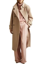 Reiss Women's Double-Breasted Wool Blend Coat Jacket in Neutral Size 0