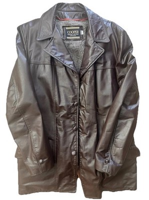 Vintage COOPER Leather Men's Jacket Coat 44L Brown w/ Zip Out Liner