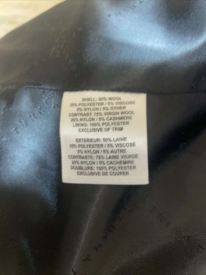 Trina Turk Black White Herringbone Wool Blend Belted Wrap Car Coat Size 10 10P - Image 4 of 4