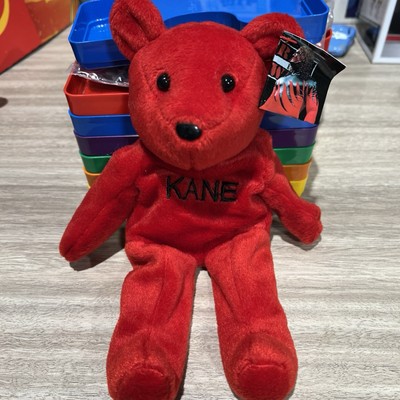 Vintage Kane 1999 WWF Attitude Bears Plush Beanie Bear Baby Doll Wrestling WWE