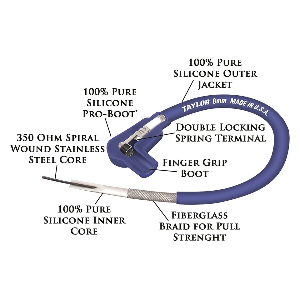For Volkswagen Karmann Ghia 65-74 Taylor Cable 74091 Spiro-Pro Ignition Wire Set Foto 3 de 4