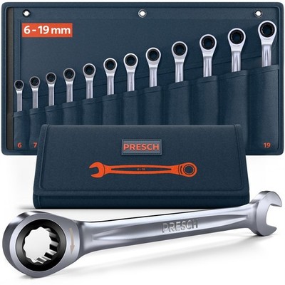 Presch Ratschenschlüssel Set 12tlg.  inkl. Tasche - Ratschenschlüssel Set 6 - 19