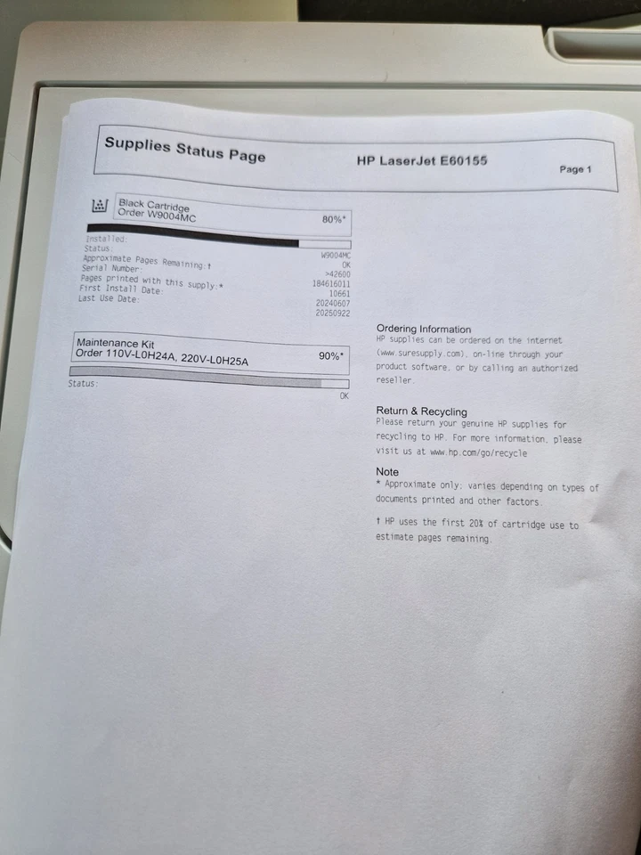 HP Laserjet Managed E60155dn Mono Laser Printer. With 12 Month Warranty - Image 3 of 3