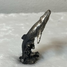 Vintage Pewter Humpback Whale Miniature Figurine 