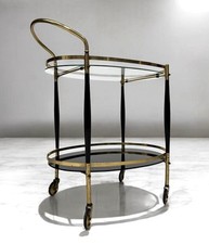 VINTAGE ITALIAN BRASS BAR CART DRINKS TROLLEY Mid Century 1950’s CESARE LACCA