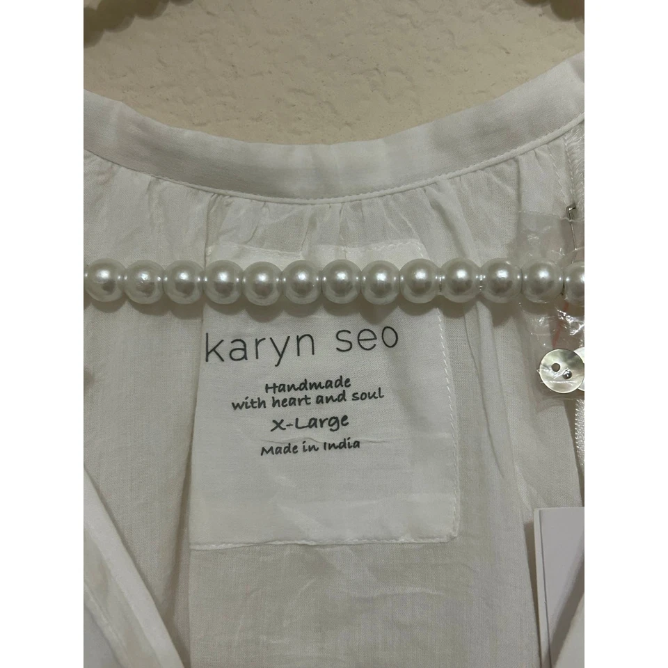 Новый Anthropologie Karyn Seo платье размер XL белый ручной работы богемное коттедж прихоть - Изображение 3 из 4