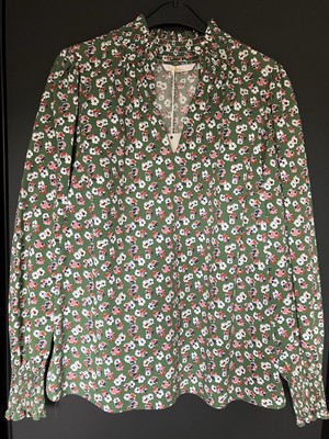 BODEN Ellie gesmoktes Oberteil Bluse - Grün - Gr. 36 - wie neu - NP   90