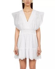 The Kooples Embroidered Eyelet V-Neck Mini Dress US Small NWT $460 MRSP