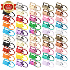 50 Pcs Key Fob Hardware Set 1 Inch 25 Colors with Ring for Wristlet Lanyard and