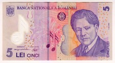 2005 Romania 5 Lei 1196677 Polymer Money Banknotes Currency