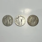 Standing Liberty Quarters Lot of 3 Circulated Silver US Coins