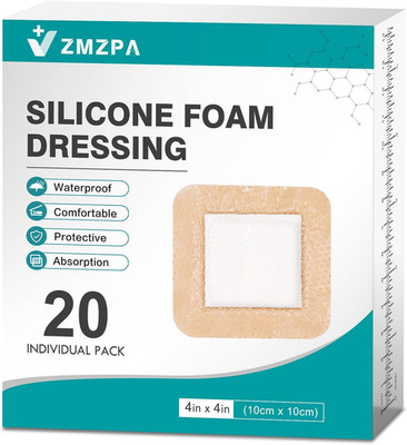 20Pcs Silicone Foam Dressing 4X4 Gentle Border, Waterproof Silicone Bandages for
