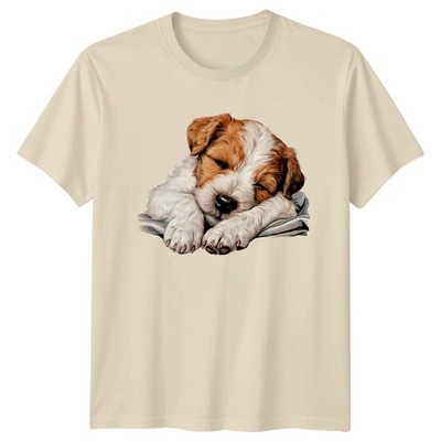 Schlafender Welpe Hund Tiere Herren T-Shirt Damen Tee Grafik Unisex Oberteil -d