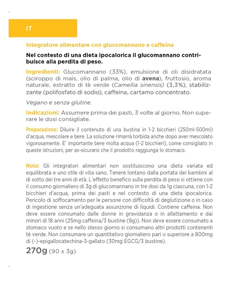 GLUCOMANNANO 40 BUSTINE JUICE PLUS PERDITA PESO-FAME NERVOSA-DIMAGRANTI  - Immagine 3 di 3