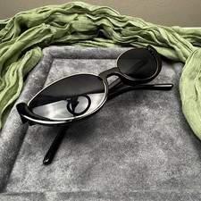 Vintage Style Black Cat Eye Sunglasses with Gold Trim Retro Eyewear Womens