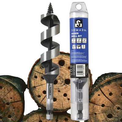 SOMADA 1'' x 6'' Auger Drill Bit for Wood w/ 3/8'' Quick Change Hex Shank