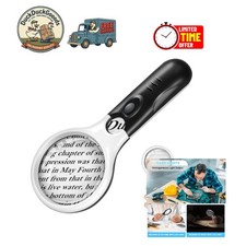Handheld 5X/45X Magnifier with 3 LED Lights for Reading Small Print