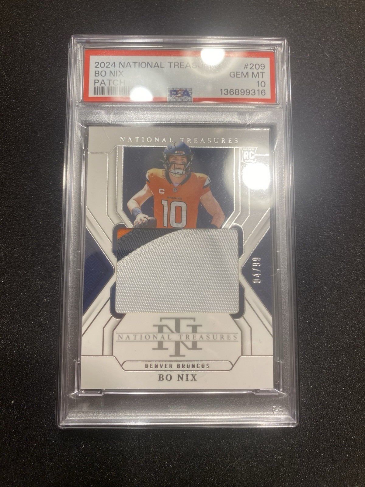 2024 National Treasures Rookie Patch Bo Nix /99 PSA 10 #209