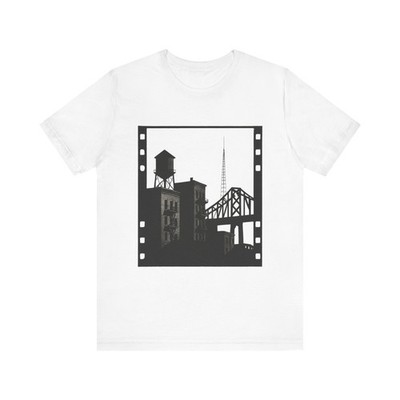 City Silhouette Bridge Tee | Urban Skyline Film Frame | Unisex T-Shirts