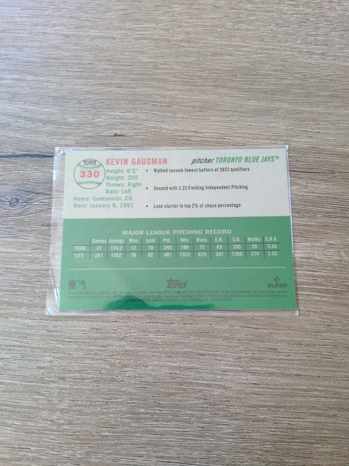 2023 TOPPS CHROME KEVIN GAUSMAN #330 CARTE BASEBALL CARD - Image 2 of 2