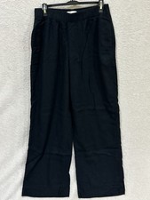 Abercombie & Fitch Wide Leg Linen Blend Pants Black Size Medium Long Career