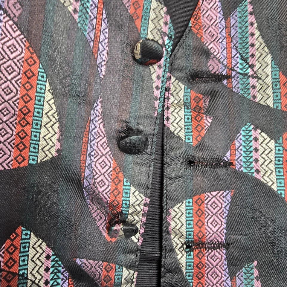 Chaleco de Seda Hombres GRANDE Brocado Boho Bolsillos Elegante De Colección Y2k Colorido  Foto 4 de 4